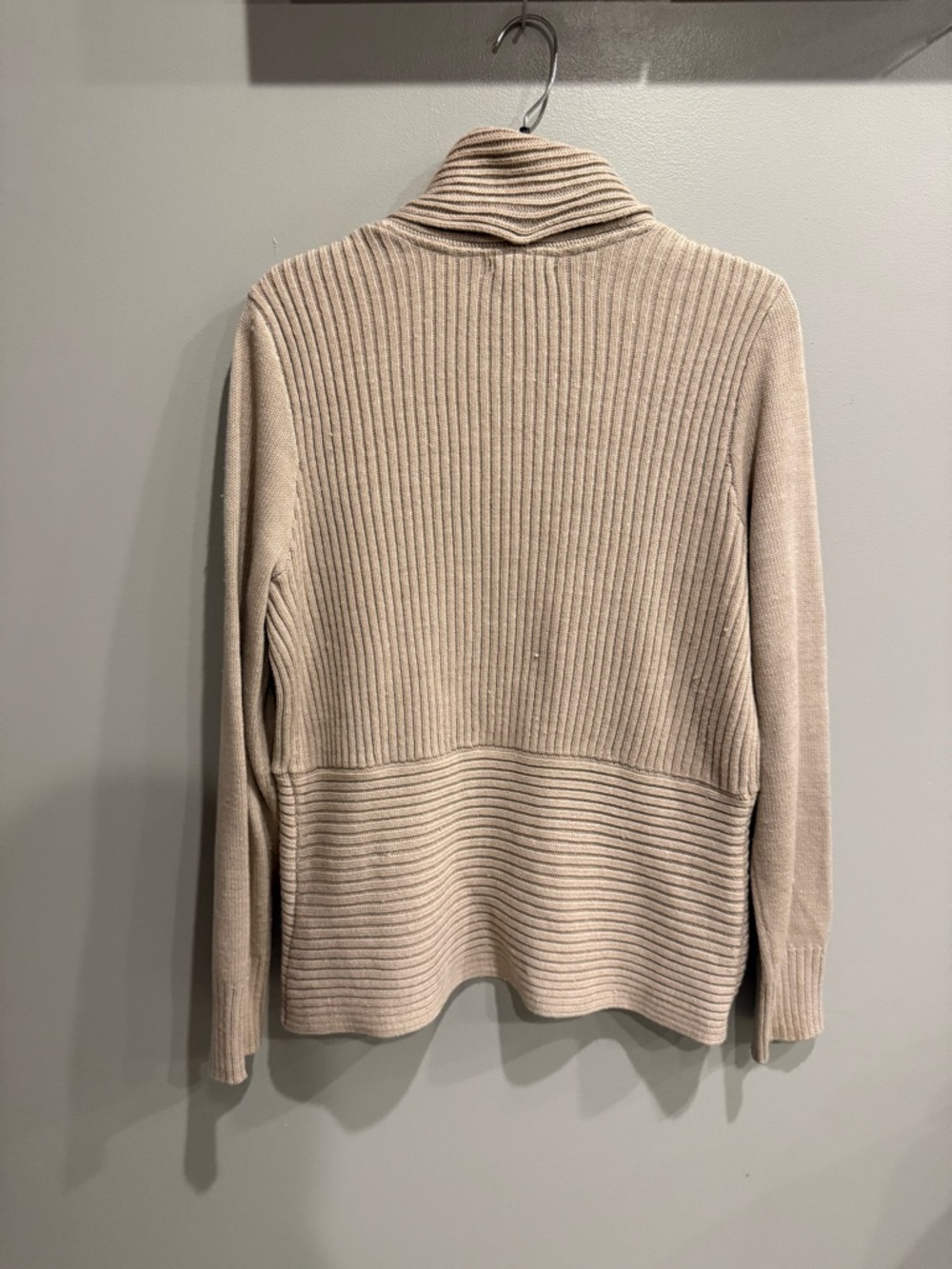 H&M Ribbed Open-Front Shawl Collar Cardigan - Beige - Picture 2 of 3